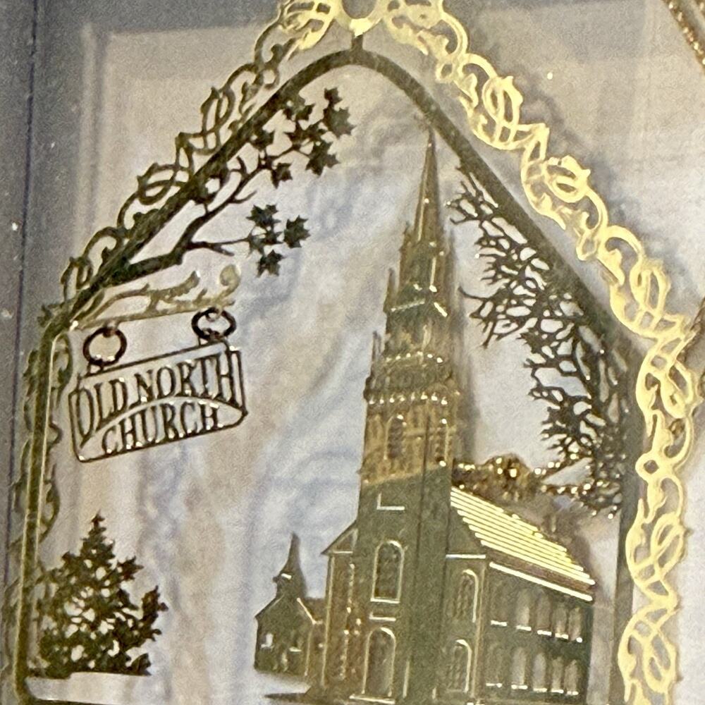Boston Massachusetts 24K Gold Flashed Brass Christmas Ornament Old North Church - Picture 5 of 9